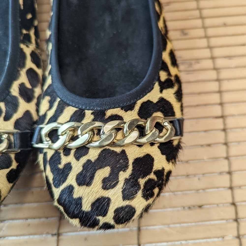 Vionic Spark "Pera" Flats Gold Chain Leopard Calf Hair Orthopedic Designed women - Picture 5 of 11